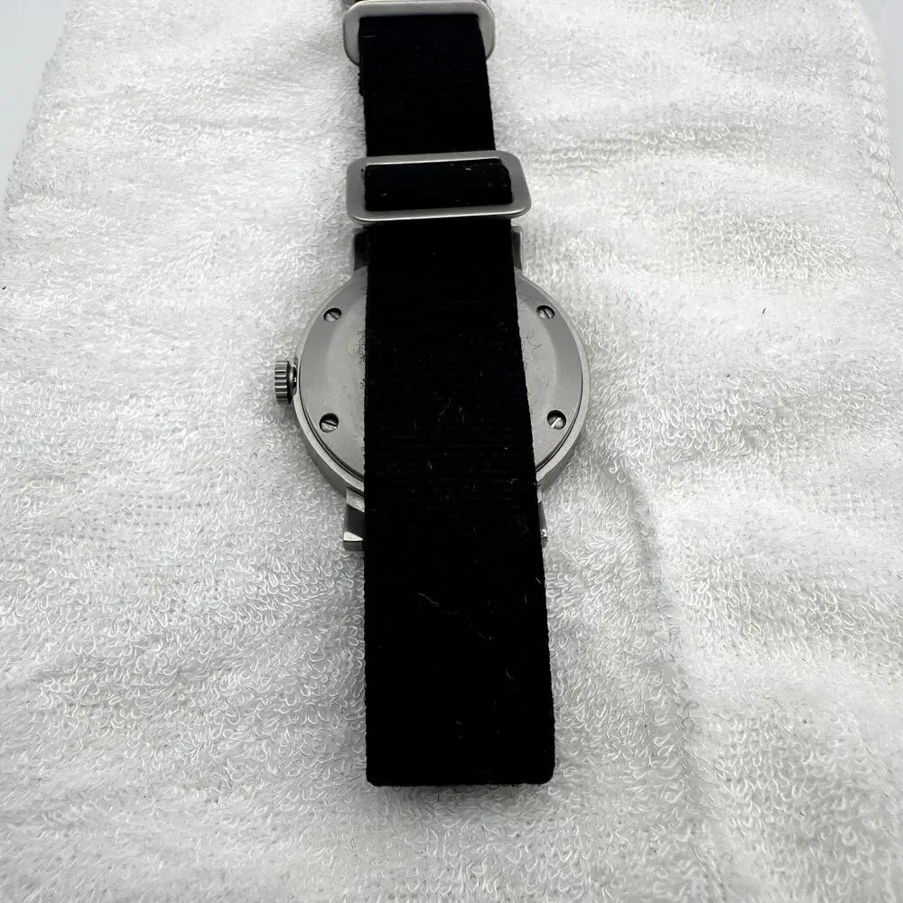 Maven MUS-G Black Dial Silver-Tone Fabric Strap Quartz Watch
